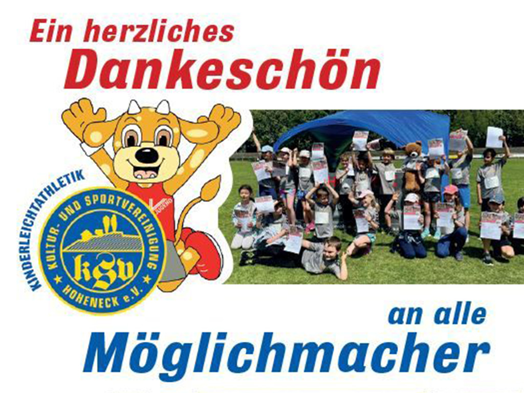 Kinderleichtathletik-Fest des Vereins KSV Hoheneck Dankeschön